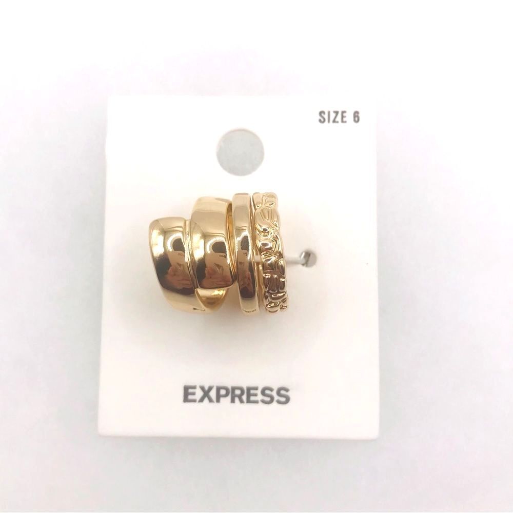 Express Gold Stacked Rings Modern Design Size 6 - Picture 2 of 6